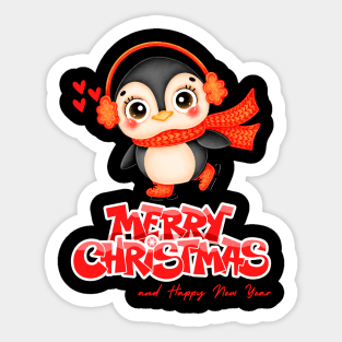 Cute Cartoon Penguin Christmas Sticker